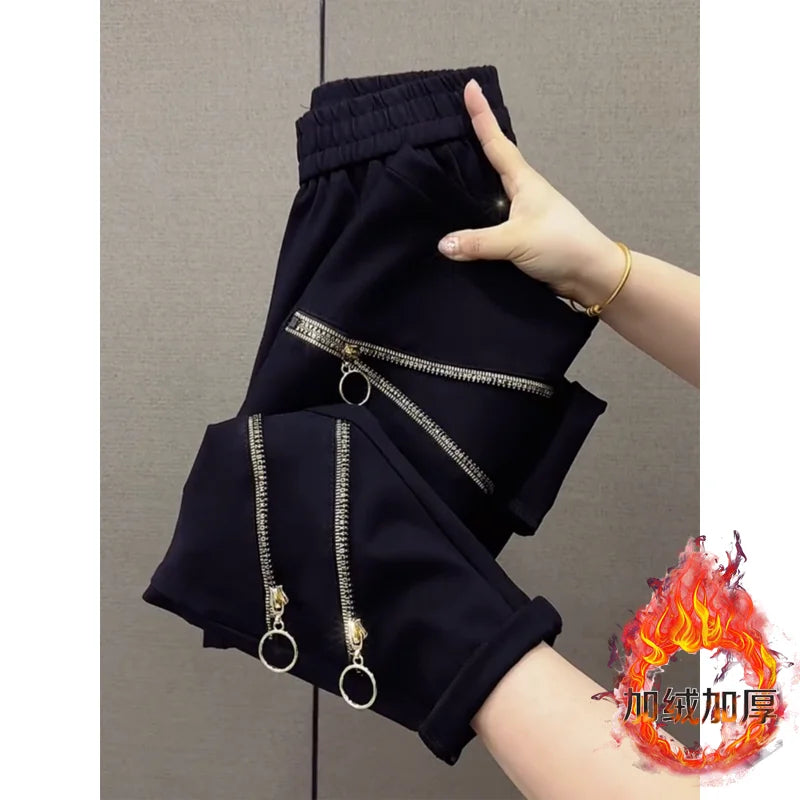 PENDRA Zip Patchwork High Waist Cropped Pants