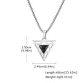 Black Triangle Stone Pendant Necklace for Men,Stainless Steel Hollow Geometric Pendant Necklace,Gothic Punk Hip Hop Jewelry Gift