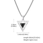 Black Triangle Stone Pendant Necklace for Men,Stainless Steel Hollow Geometric Pendant Necklace,Gothic Punk Hip Hop Jewelry Gift