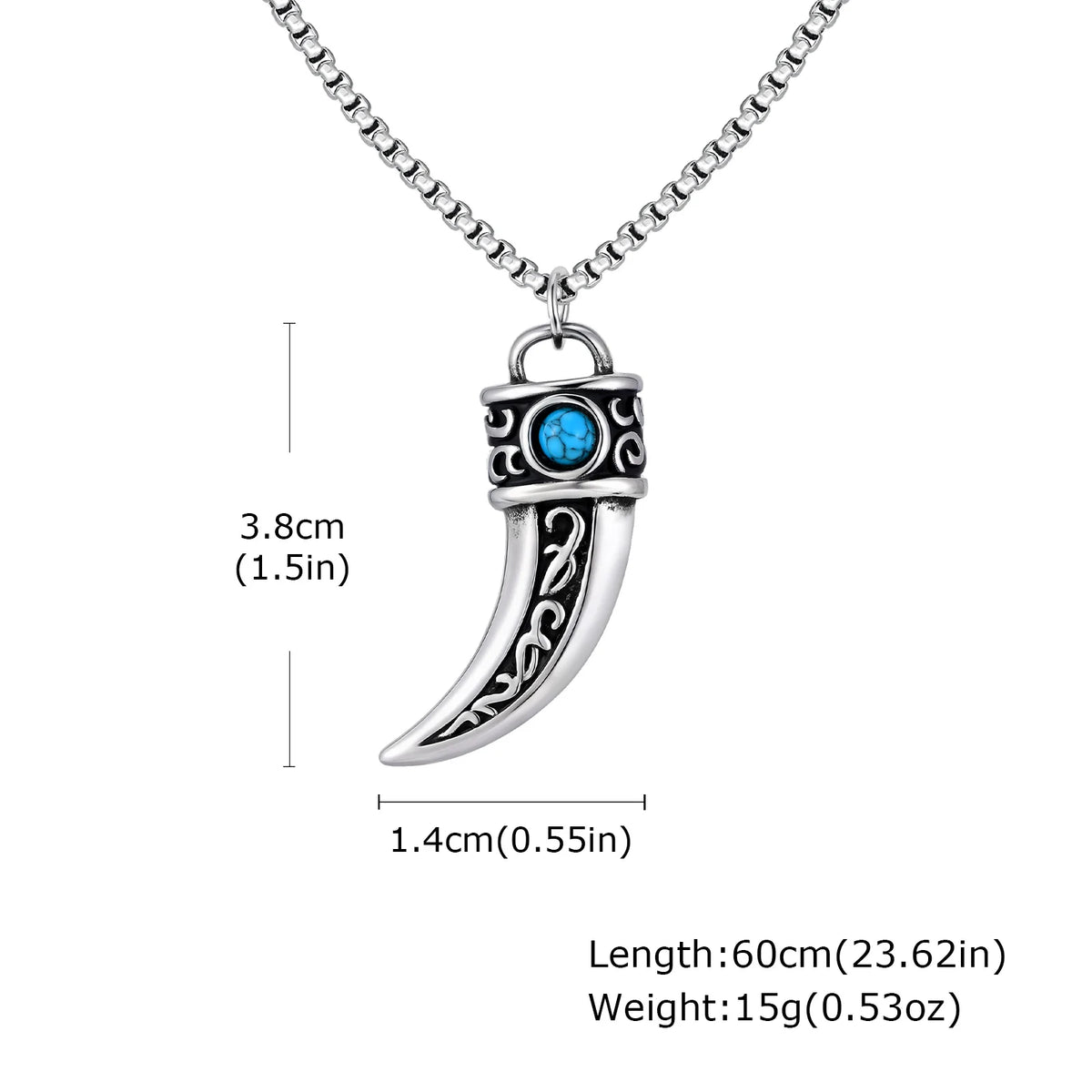 Vintage Horn Charms Necklace for Men Boys,Wateproof Natural Stone Pendant,Ethnic Style Accessories Gift