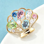 PENDRA Lovely Crystal Seashell Brooch