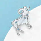 PENDRA Zodiac Star Rhinestone Goat Brooch