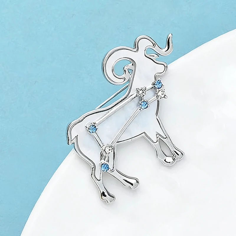 PENDRA Zodiac Star Rhinestone Goat Brooch