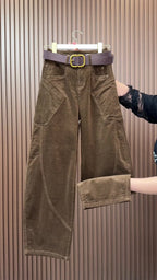PENDRA Curved Cut Woolen Wide Leg Pants