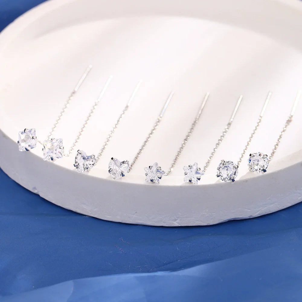 Ventfille 925 Sterling Silver Star Earring for Women Girl Simple Tassels Chain Fashion Office Jewelry Gift Dropshipping