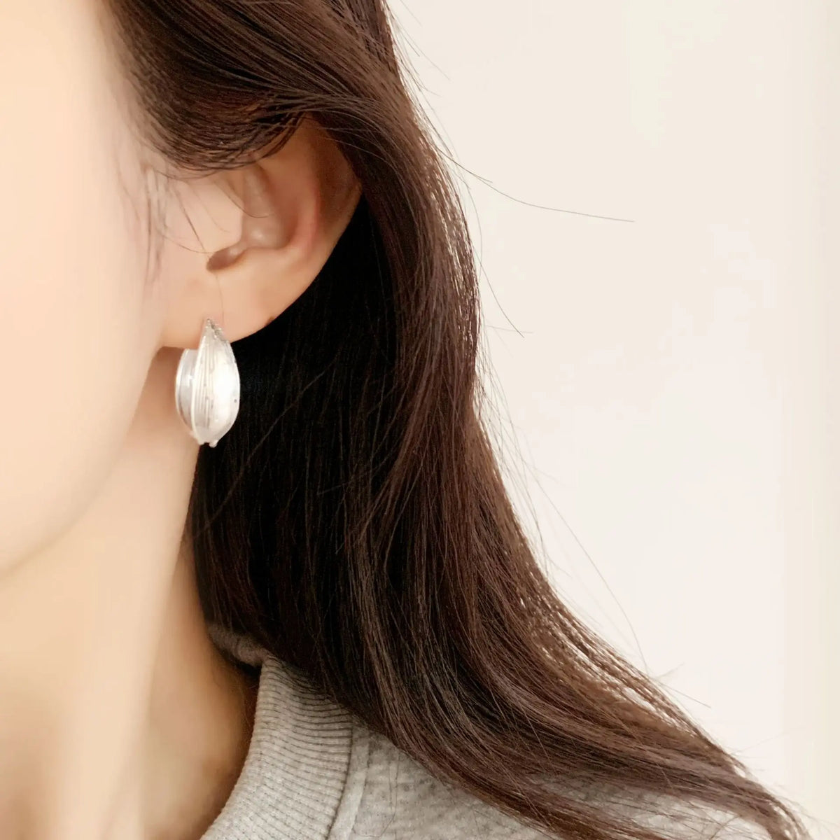 VENTFILLE 925 Sterling Silve Matte Vintage Brushed Earrings for Women Texture Frosted Curved Ear Buckle Jewelry Gift Dropship