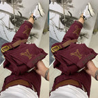 PENDRA Letter Embroidery High Waist Straight Jeans
