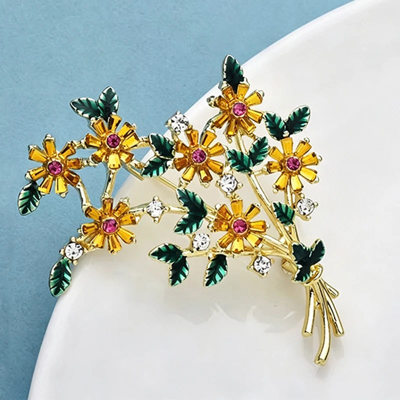 PENDRA Banquetflora Crystal Flower Brooch