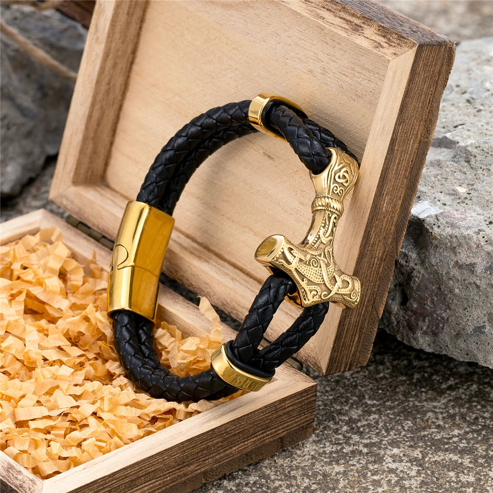 PENDRA Thor Hammer Classic Leather Bracelet