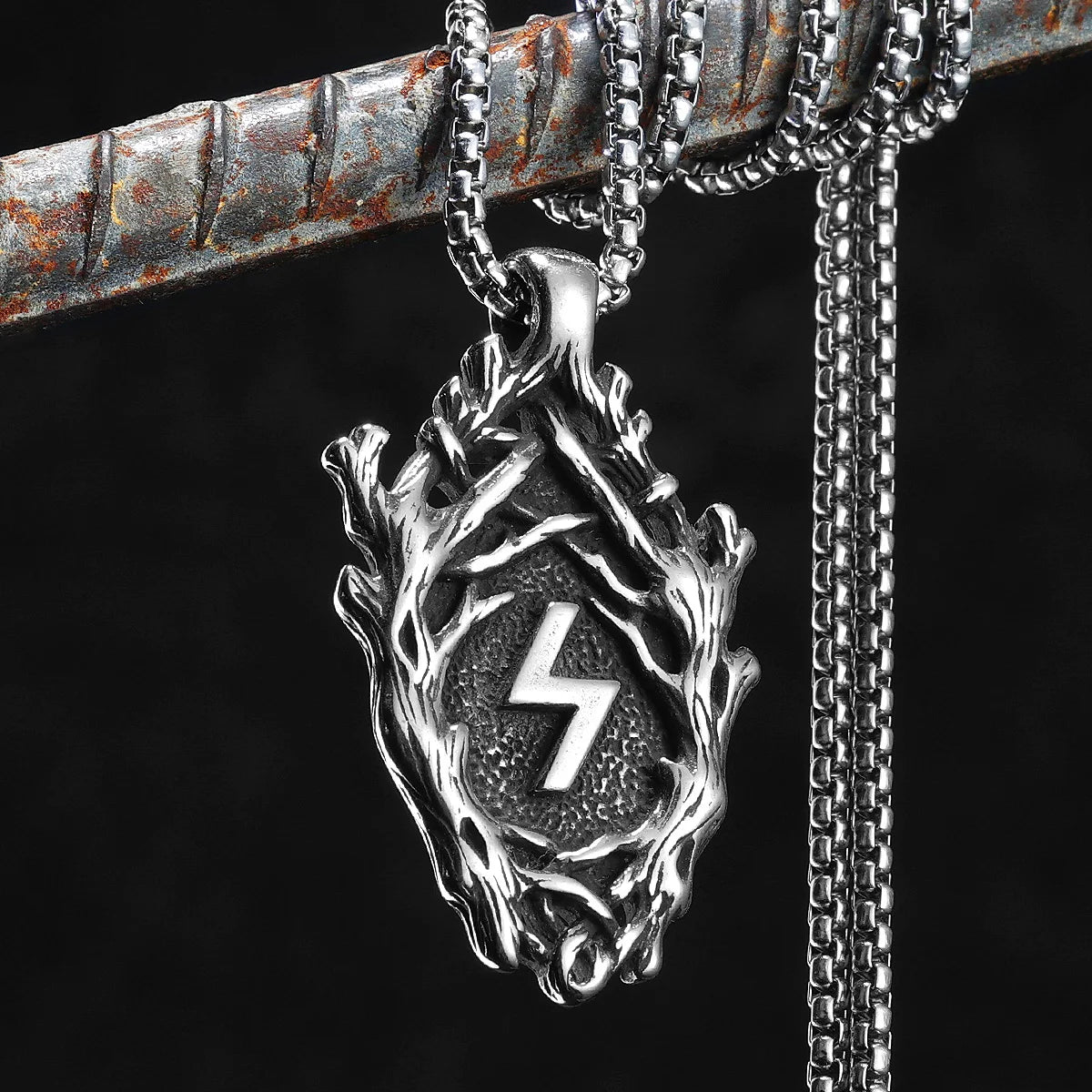 PENDRA Rune Branch Steel Necklace