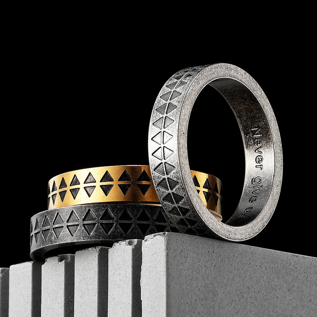 PENDRA Sawtooth Totem Rock Steel Ring