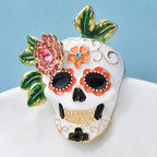 PENDRA Lovely Enamel Skull Brooch