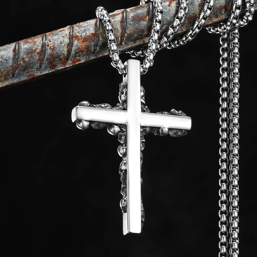 PENDRA Skull Cross Steel Necklace