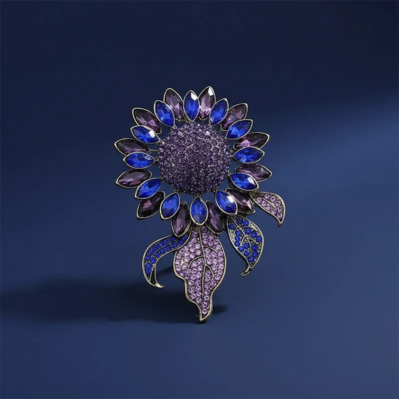 PENDRA Solara Big Blue Sunflower Brooch