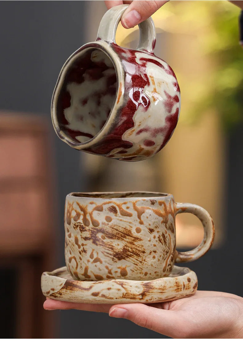Retro kiln-changed ceramic coffee cup, Japanese handmade style ins style desktop coffee cup multi-color optional