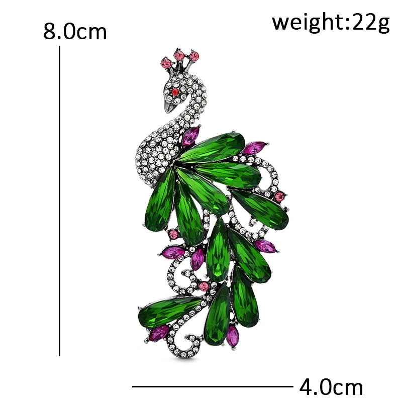 PENDRA Royale Crystal Peacock Brooch