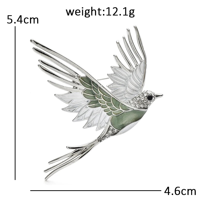PENDRA Aviara Enamel Flying Bird Brooch