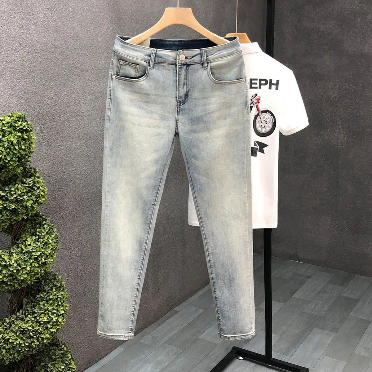 PENDRA Denim Washed Fit Trousers