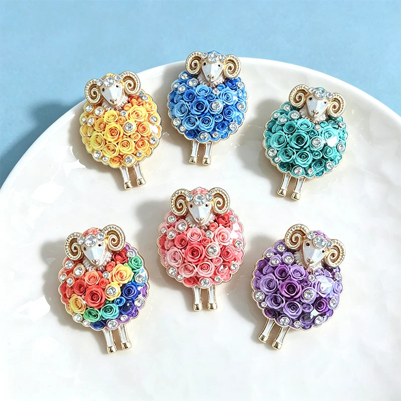 PENDRA Meadow Rhinestone Sheep Brooch