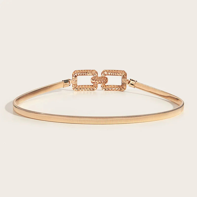 Fashion Waist Gold Chain Belt Female Square Elastic Silver Metal Belts for Women Designer Y2K Western Elastic Waistband Luxury