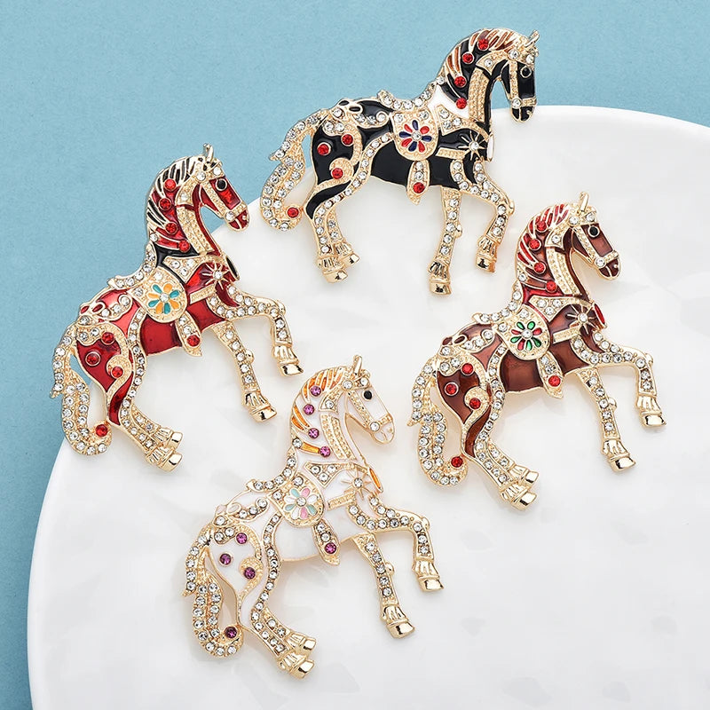 PENDRA Regal Enamel Horse Brooch