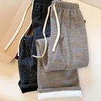 Lazy style wide leg pants women in winter elastic waistband slimming loose and hanging straight leg floor length pants