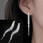 PENDRA Silver Tassel Chain Earrings