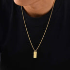 Vintage Fold Geometric Necklace for Men Boys,Stainless Steel Rectangular Pendant,Punk Jewelry Gift