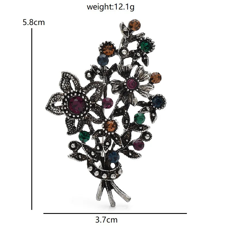 PENDRA Banquet Rhinestone Flower Brooch