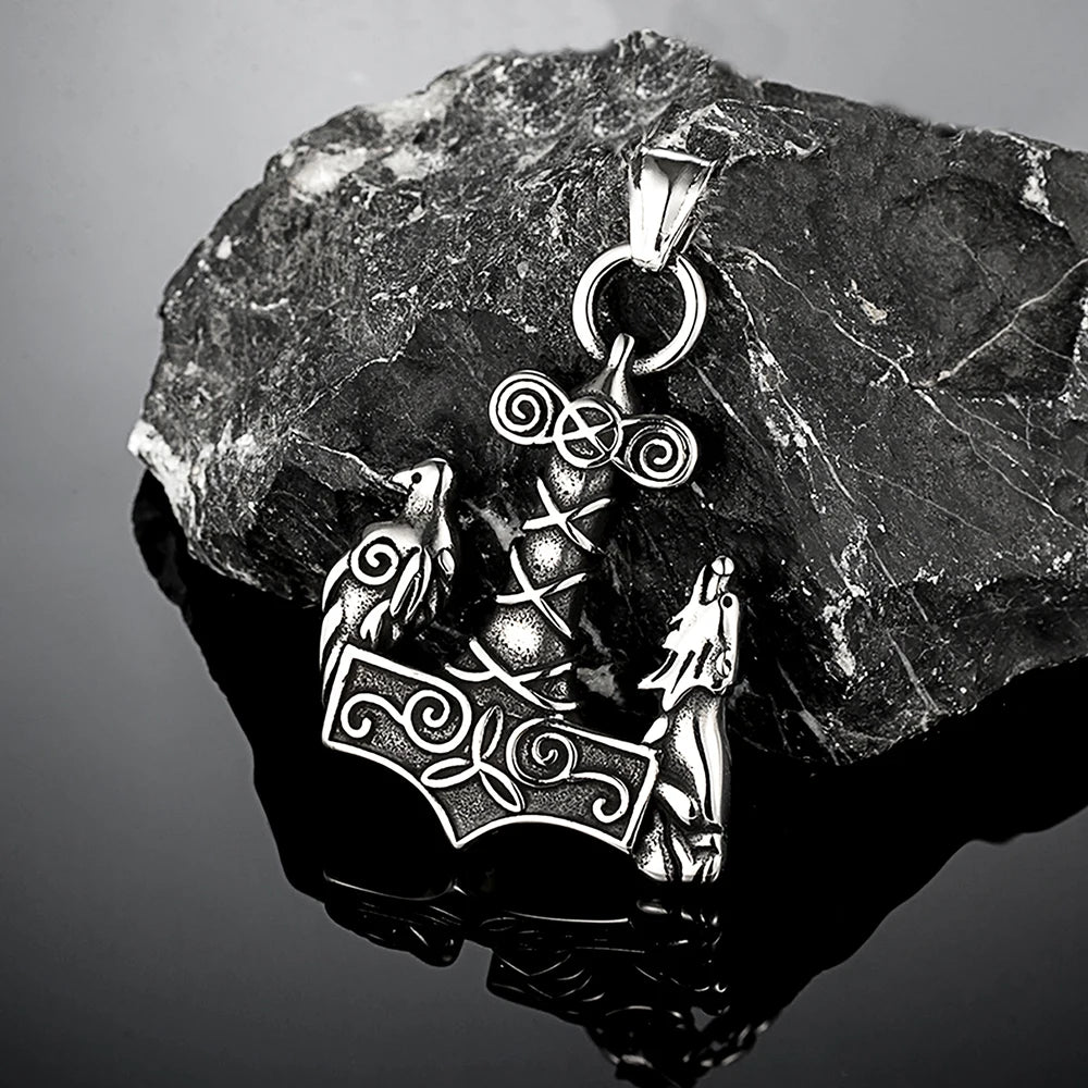 PENDRA Wolf Rune Hammer Necklace