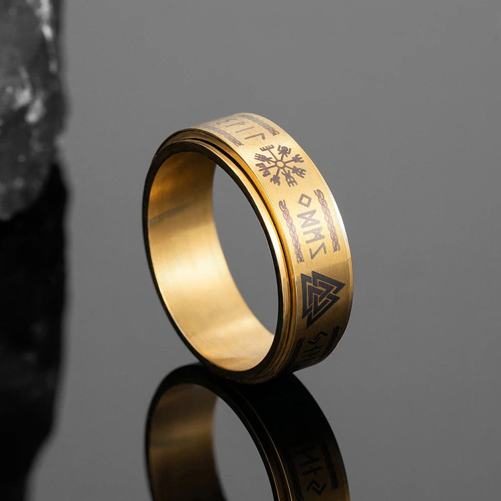PENDRA Rune Gold Steel Ring