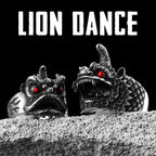Chinese Lion Dance Unique Men Rings Stainless Steel Retro Punk Stylish Women Jewelry Fashion Accessories Gift Wholesale