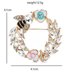 PENDRA Lovely Bee Wheat Circle Brooch