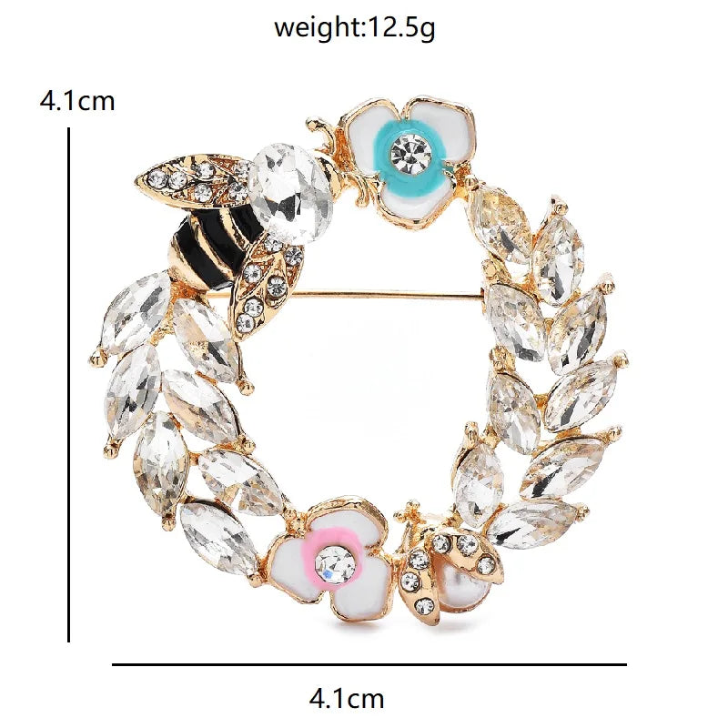 PENDRA Lovely Bee Wheat Circle Brooch