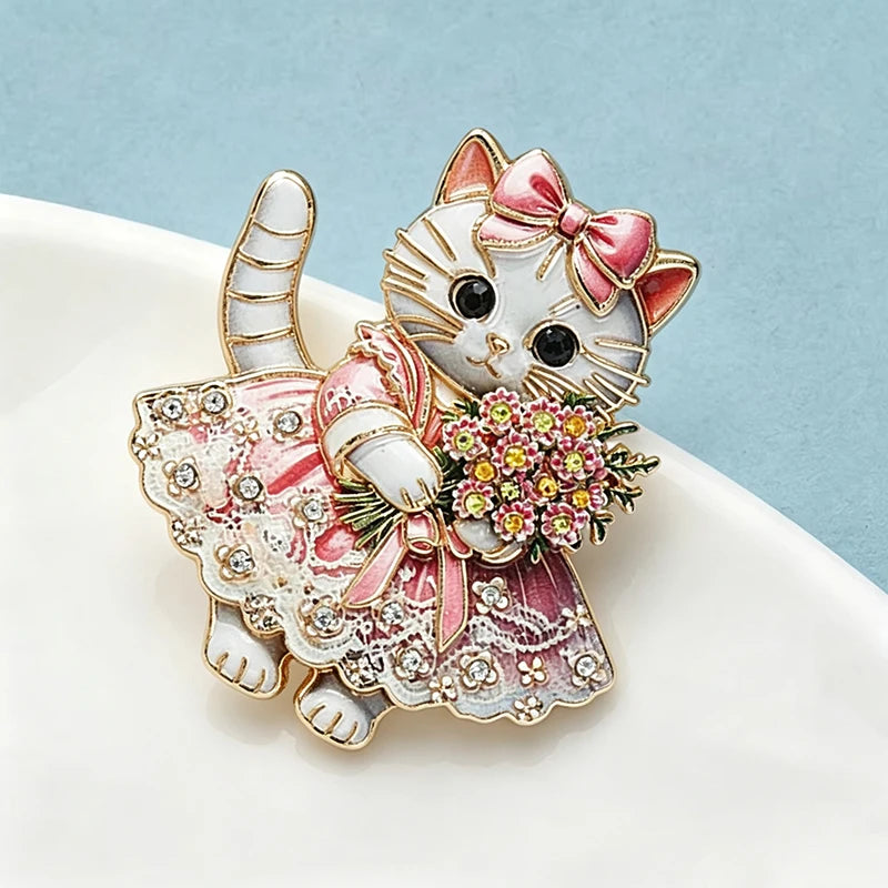 PENDRA Floral Cat Dress Brooch