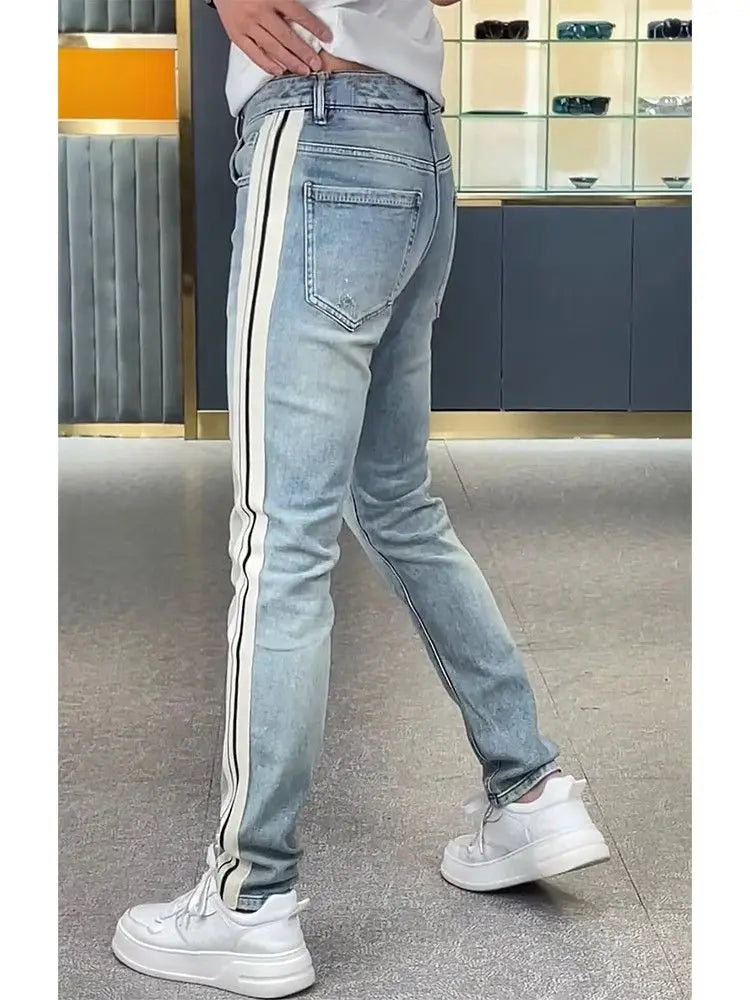 PENDRA Striped Spliced Pants
