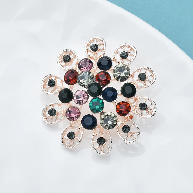 PENDRA Crystelle Rhinestone Flower Brooch
