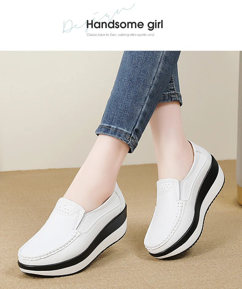 PENDRA Leather Sports Platform Shoes