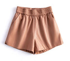 PENDRA Sheepskin Wide Leg Leather Shorts
