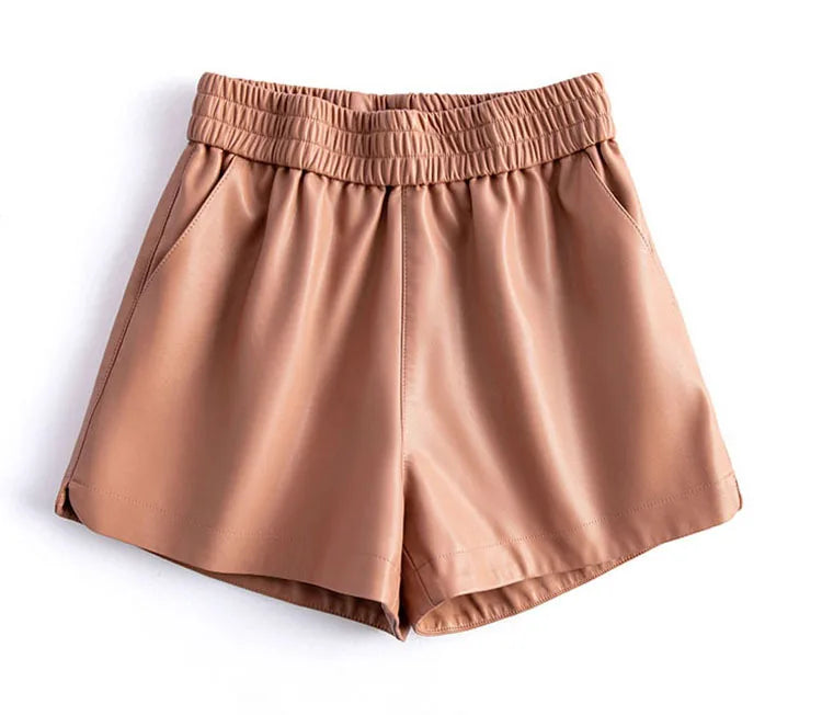 PENDRA Sheepskin Wide Leg Leather Shorts