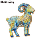 PENDRA Zodiac Goat Multicolor Rhinestone Brooch