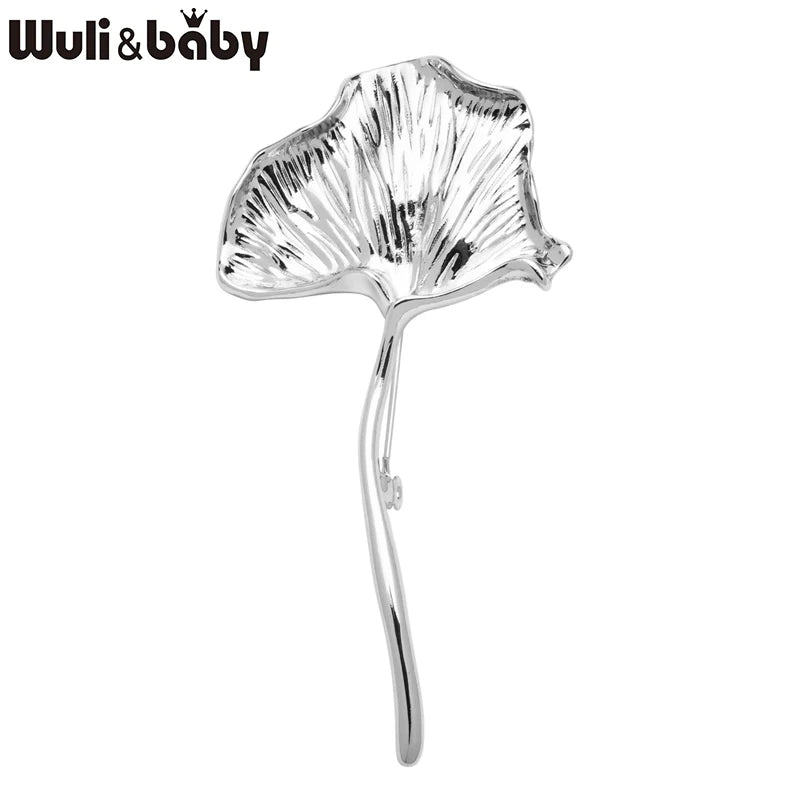 PENDRA Ginkgo Stainless Steel 2-Color Leaf Brooch