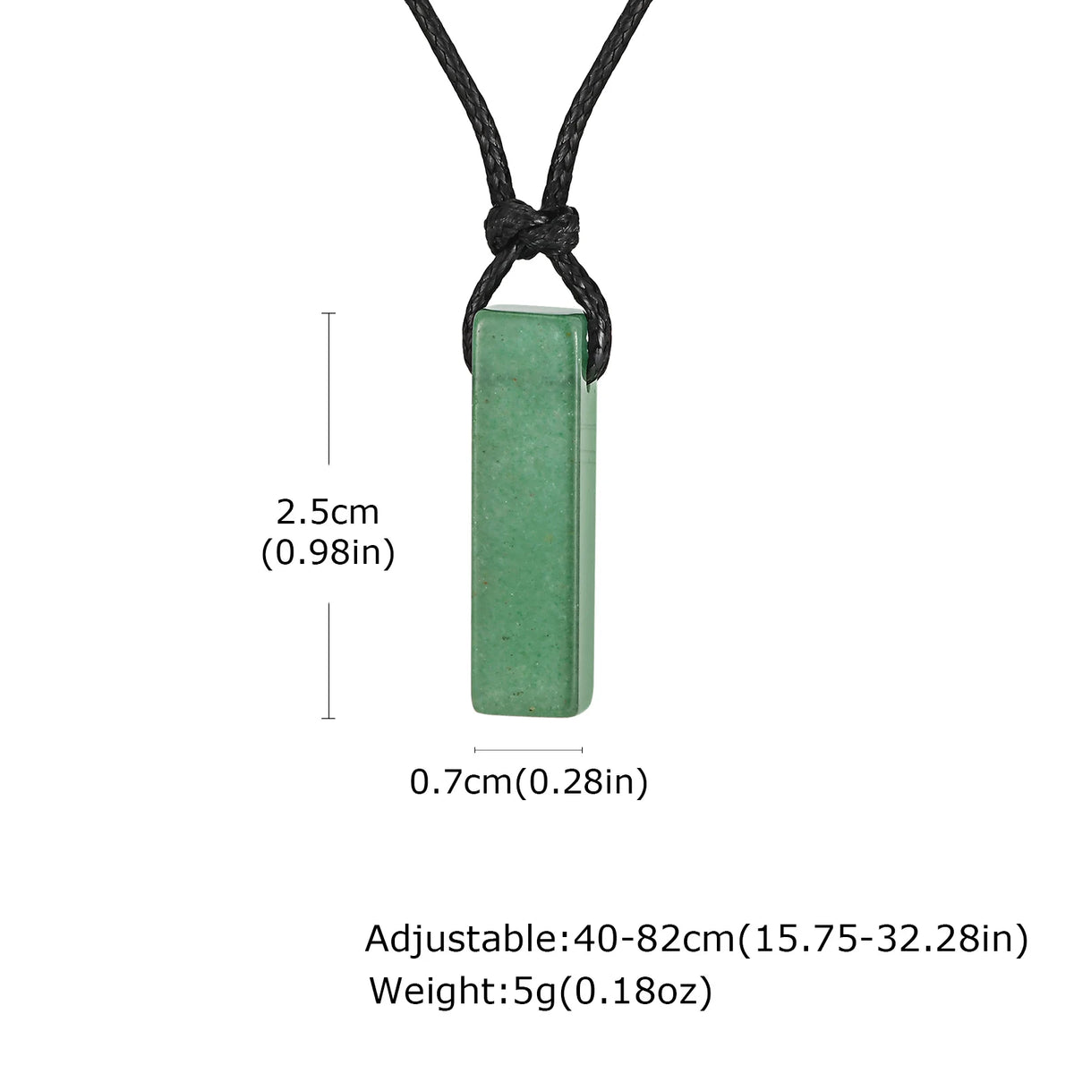 Green Healing Natural Stone Necklace for Men,Cylinder Pendant with Black Leather Long Wax Rope Collar,Sweater Chain Gift