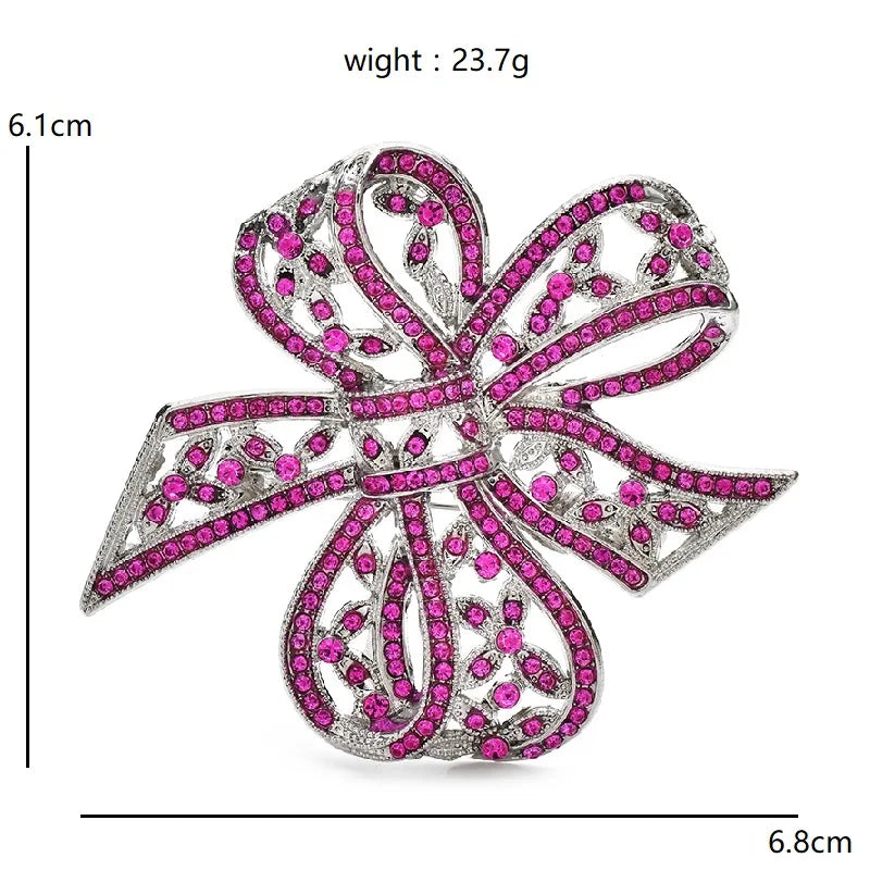 PENDRA Bellavie 4-Color Luxury Rhinestone Bowknot Brooch