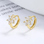 925 Sterling Silver Vintage Earrings For Women Trendy Simple Flower CZ Earring Jewelry Prevent Allergy Party Accessories Gift