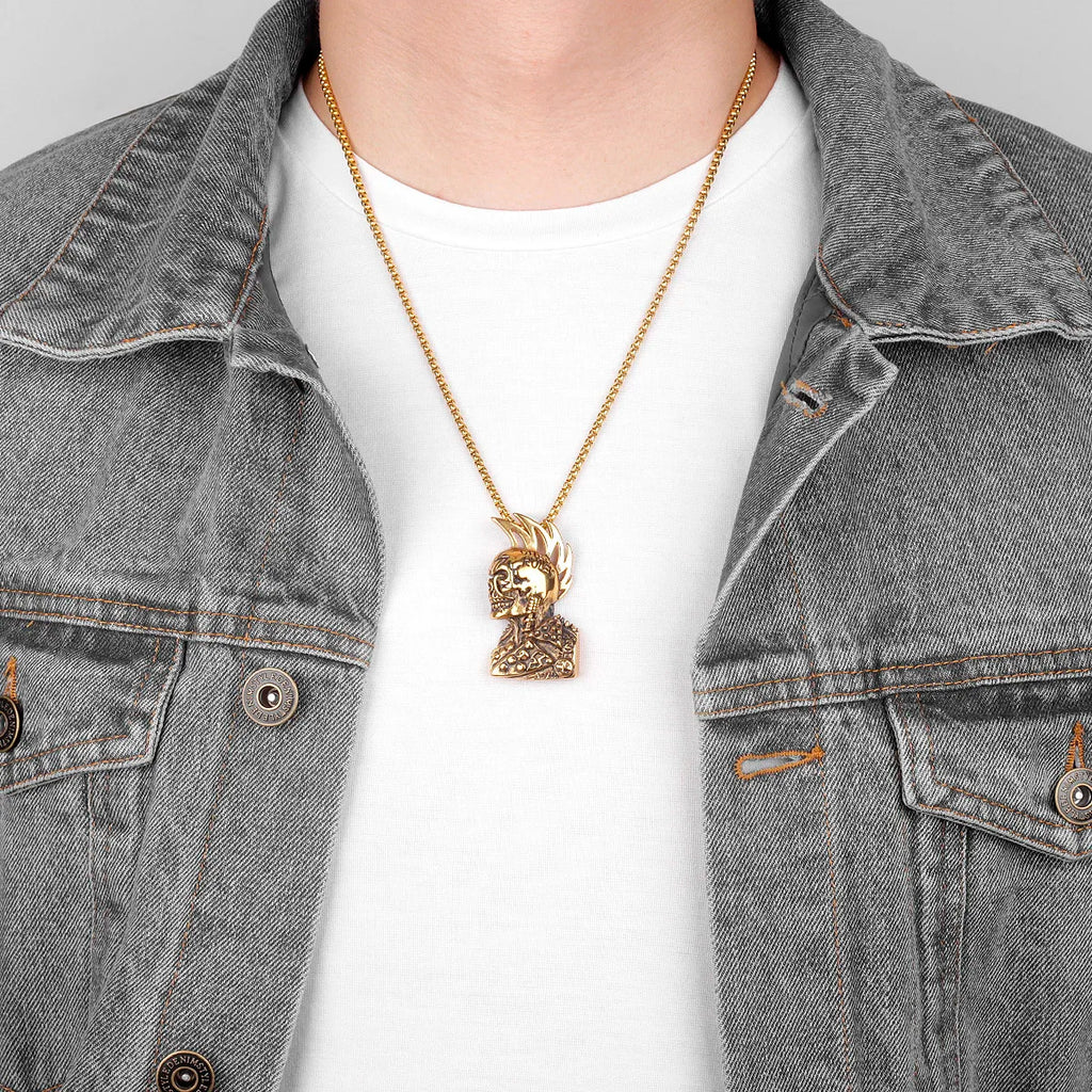 Gothic Rules Skull Punk Rock Hiphop Men Necklaces Pendants Chain for Boy Male Stainless Steel Jewelry Creativity Gift Wholesale