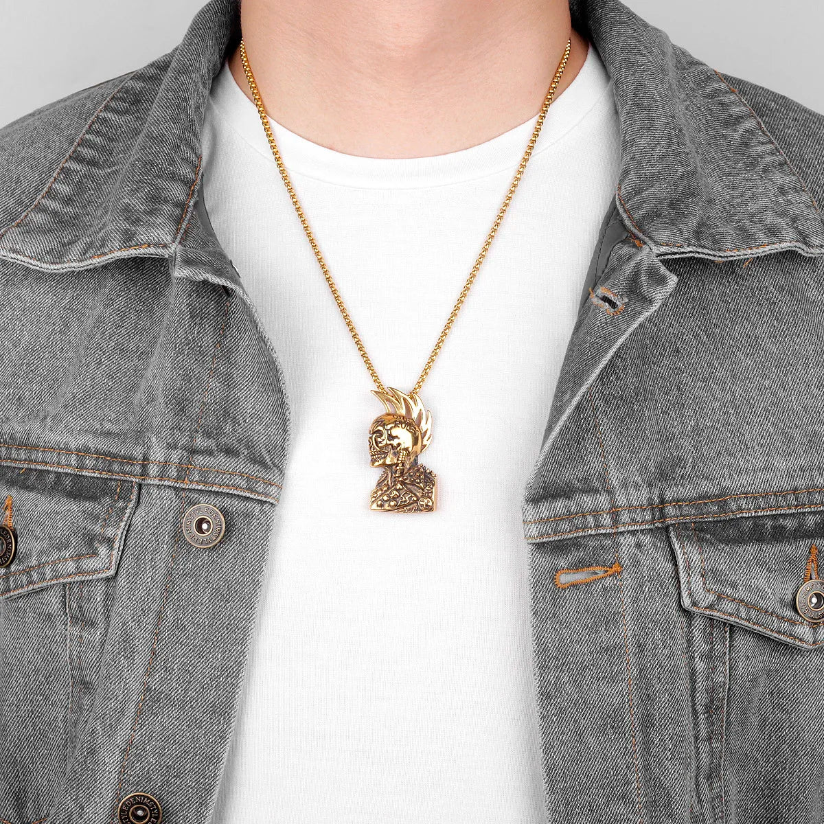 Gothic Rules Skull Punk Rock Hiphop Men Necklaces Pendants Chain for Boy Male Stainless Steel Jewelry Creativity Gift Wholesale