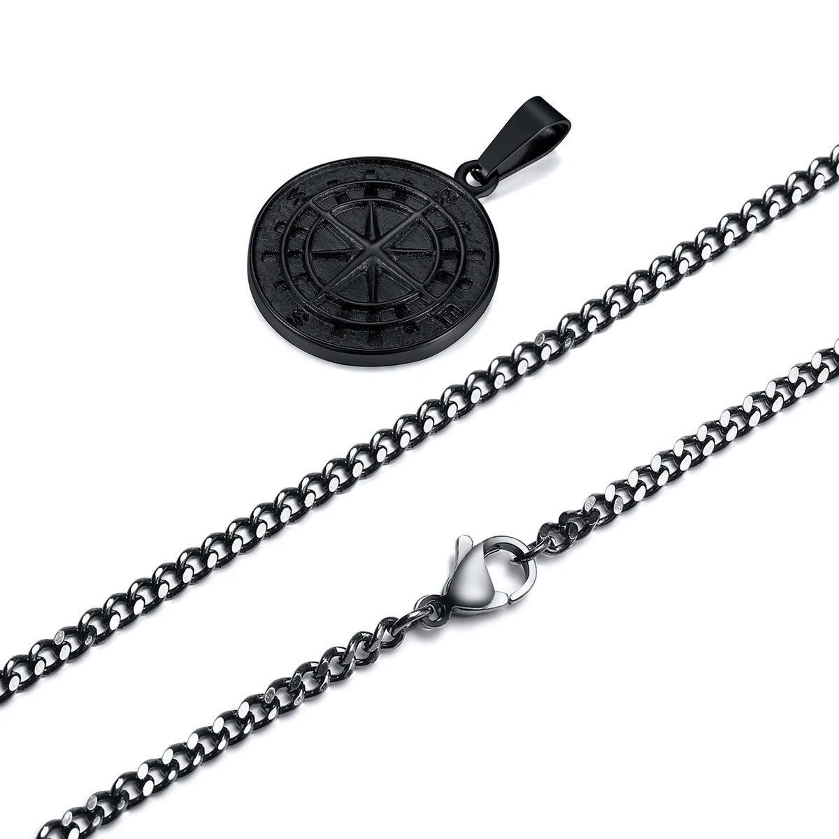 Gold Color Mens Compass Necklaces,Vintage Viking North Star Anchor Medal,Stainless Steel Pendant for Male Boyfriend Dad Gift