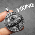 Viking Compass Odin Runes Men Necklaces Stainless Steel Pendant Chain Women Punk Fashion Jewelry New Accessories Gifts Wholesale
