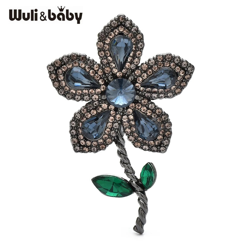 PENDRA Floraspark Rhinestone Flower Brooch
